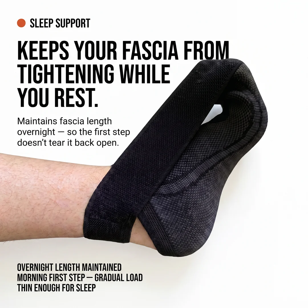 Compression sleeve worn overnight for plantar fascia recovery
